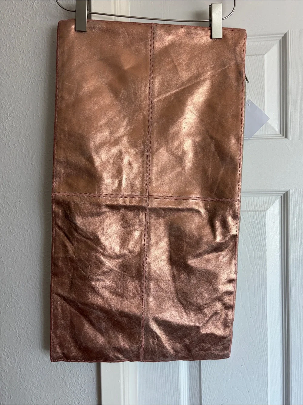 14”x26” Copper Rose Gold Faux Leather Pillow Cushion Cover